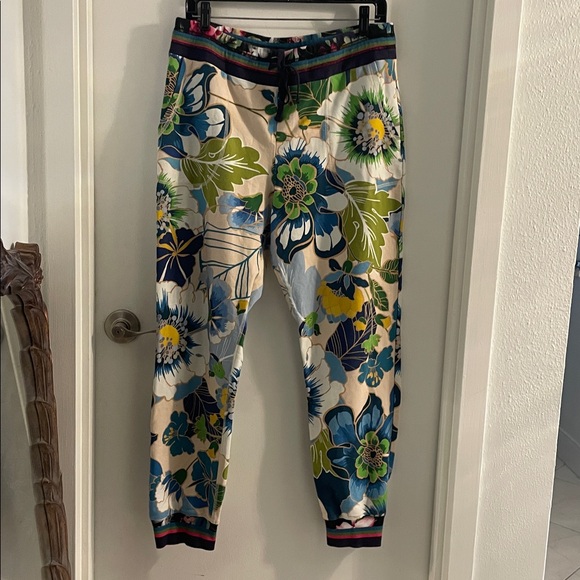 JW LOS ANGELES Johnny Was LARGE Multicolor Floral Pockets JOGGERS SWEATPANTS - Picture 1 of 12